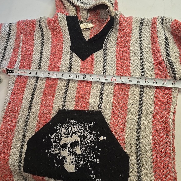 GRATEFUL DEAD Baja Pullover Poncho Hoodie Mens Medium Skull Roses 2015 Drug Rug - Picture 8 of 11